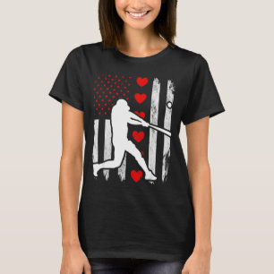 Baseball-Silhouette Herz USA-Flagge Herzen amerika T-Shirt