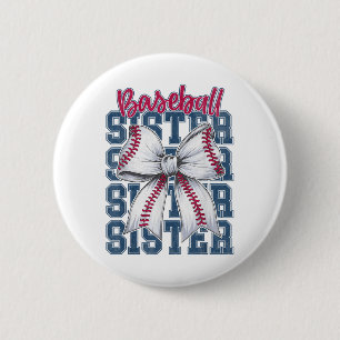 Baseball Sister Coquette Bow Größter Fan Sport Lov Button