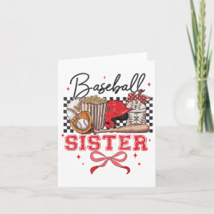 Baseball Sister Coquette Bow Größter Fan Sport Lov Karte