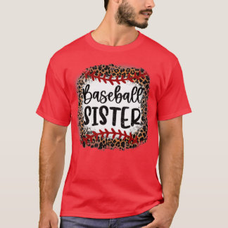 Baseball Sister Leopard Baseball T-Shirt