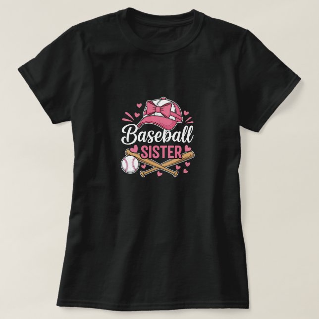 Baseball Sister Pink Bow T-Shirt (Design vorne)