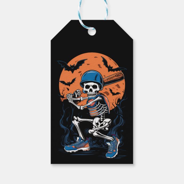 Baseball Skeleton Halloween Baseball Halloween Geschenkanhänger (Rückseite)