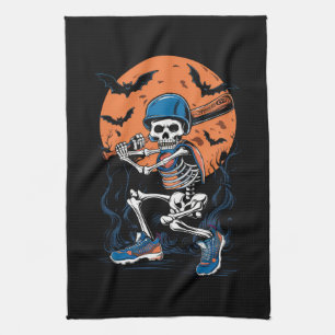 Baseball Skeleton Halloween Baseball Halloween Geschirrtuch