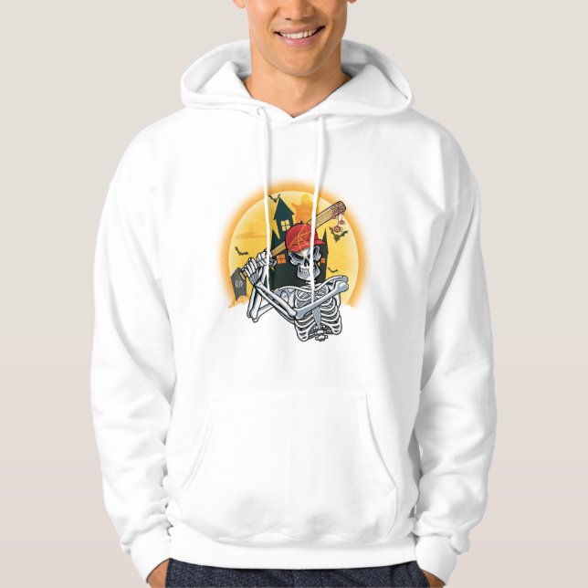 Baseball Skeleton Halloween Baseball Halloween Hoodie (Vorderseite)