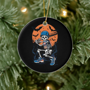 Baseball Skeleton Halloween Baseball Halloween Keramik Ornament