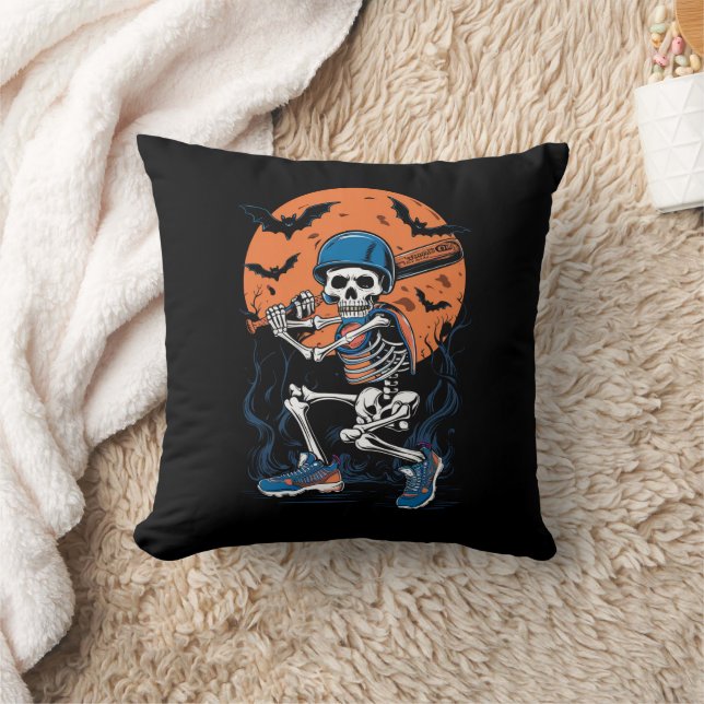 Baseball Skeleton Halloween Baseball Halloween Kissen (Decke)