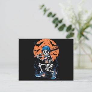 Baseball Skeleton Halloween Baseball Halloween Postkarte
