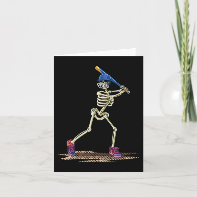 Baseball Skeleton Halloween Men Boys Baseball Hall Karte (Vorderseite)