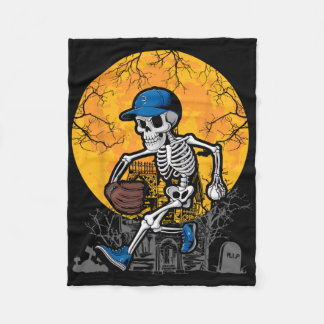 Baseball Skeleton Halloween Men Boys Baseball Spoo Fleecedecke