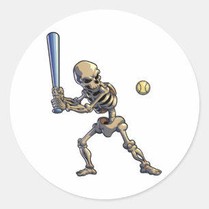 Baseball Skeleton Halloween Runder Aufkleber