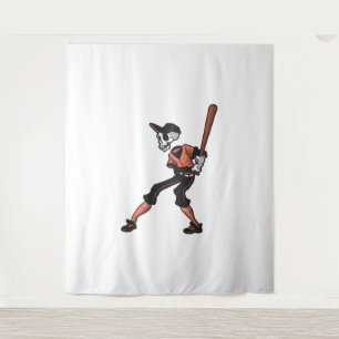 Baseball-Skelett-Design für Baseballspieler Wandteppich