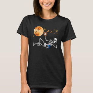 Baseball-Skelett Halloween-Spieler Catcher Pitcher T-Shirt