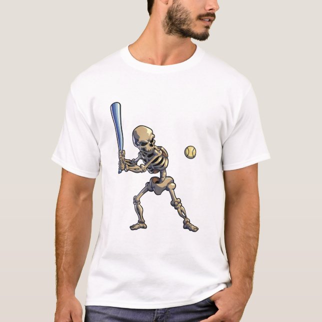 Baseball-Skelett Halloween T-Shirt (Vorderseite)