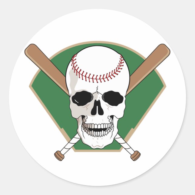 Baseball Skull Runder Aufkleber (Vorderseite)
