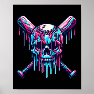 Baseball Skull Tropfen Baseball Tropfen Baseball I Poster