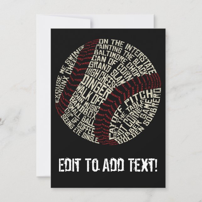 Baseball Slang Words Calligram (Vorderseite)