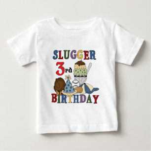 Baseball Slugger 3. Geburtstagstorte Baby T-shirt