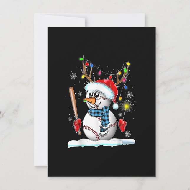 Baseball Snowman Ball Rentier Weihnachtsbeleuchtun Einladung (Vorderseite)
