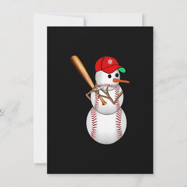 Baseball Snowman Balls Schnee Weihnachten Weihnach Einladung (Vorderseite)
