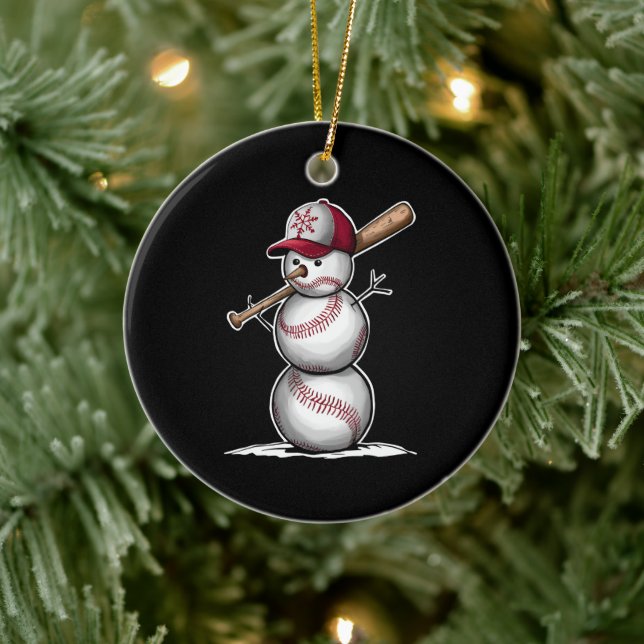 Baseball Snowman Balls Schnee Weihnachten Weihnach Keramik Ornament (Baum)