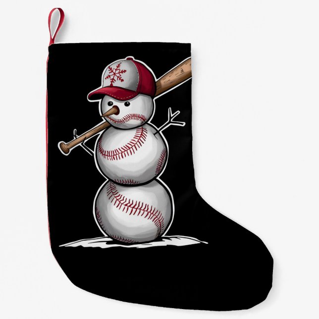 Baseball Snowman Balls Schnee Weihnachten Weihnach Kleiner Weihnachtsstrumpf (Vorderseite)