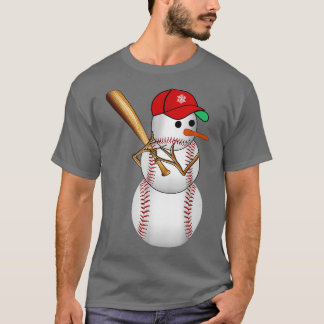 Baseball Snowman Balls Schnee Weihnachten Weihnach T-Shirt