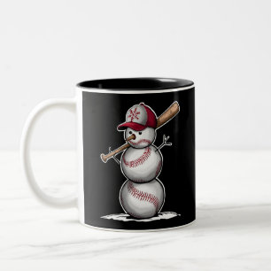 Baseball Snowman Balls Schnee Weihnachten Weihnach Zweifarbige Tasse