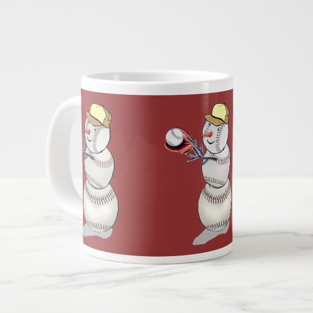 Baseball Snowman Jumbo-Tasse (Vorderseite Links)