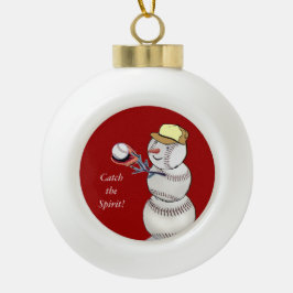 Baseball Snowman Keramik Kugel-Ornament