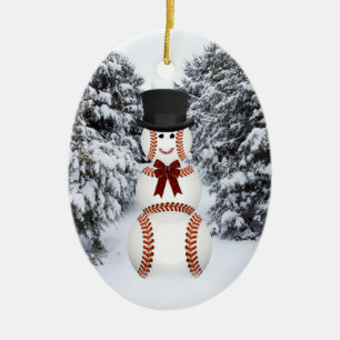 Baseball Snowman Keramikornament