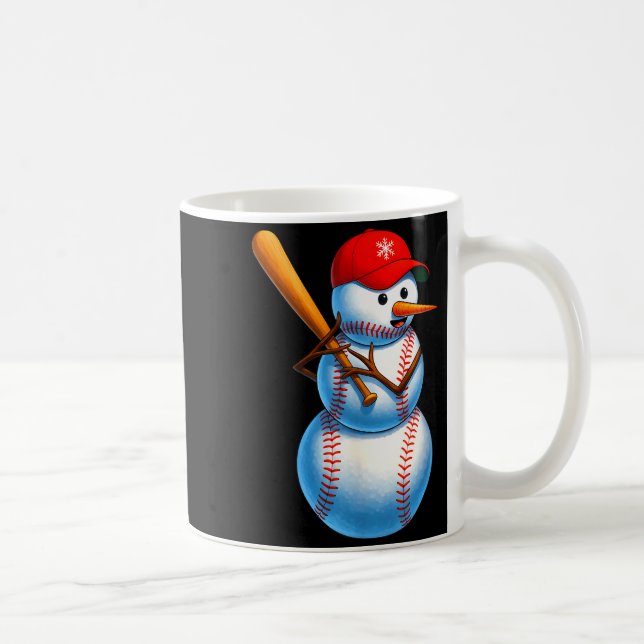 Baseball Snowman Merry Christmas Xmas Pajamas Men  Kaffeetasse (Rechts)