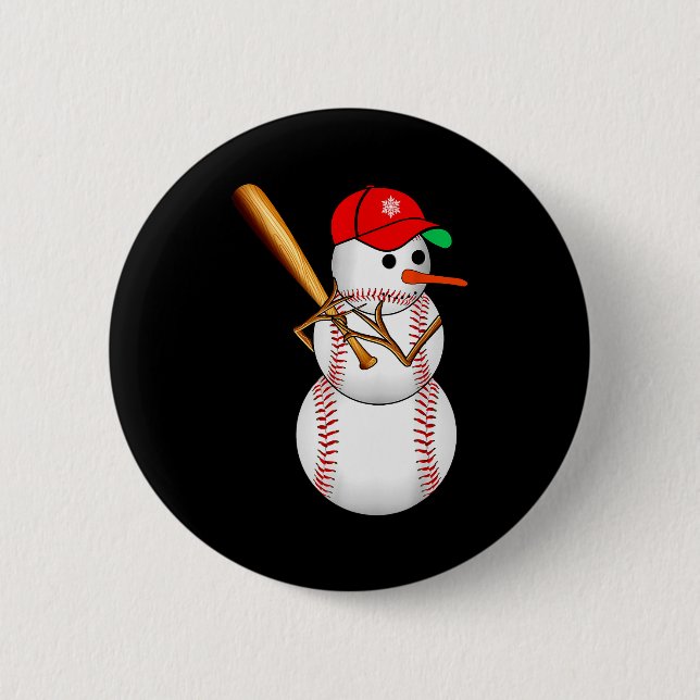 Baseball Snowman Snow Christmas Xmas Men Women  Button (Vorderseite)