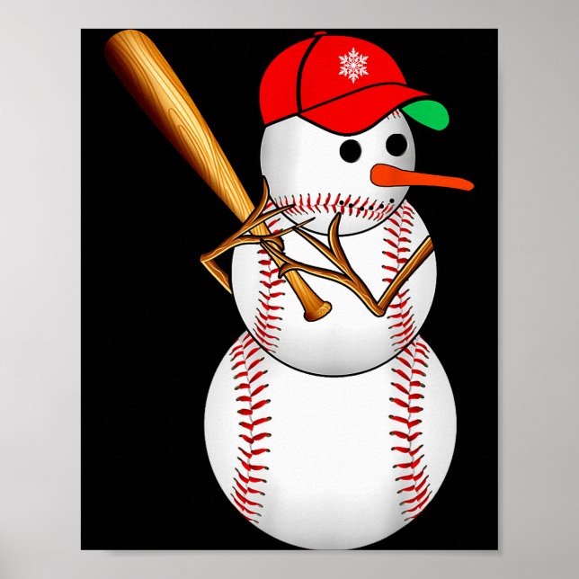 Baseball Snowman Snow Christmas Xmas Men Women  Poster (Vorne)