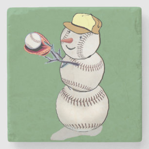 Baseball Snowman Steinuntersetzer