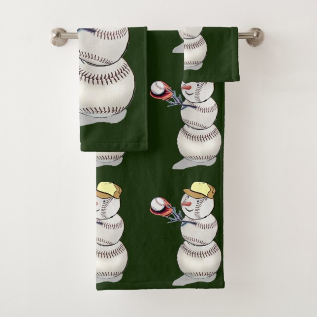 Baseball Snowman Weihnachten Badhandtuch Set (Insitu)