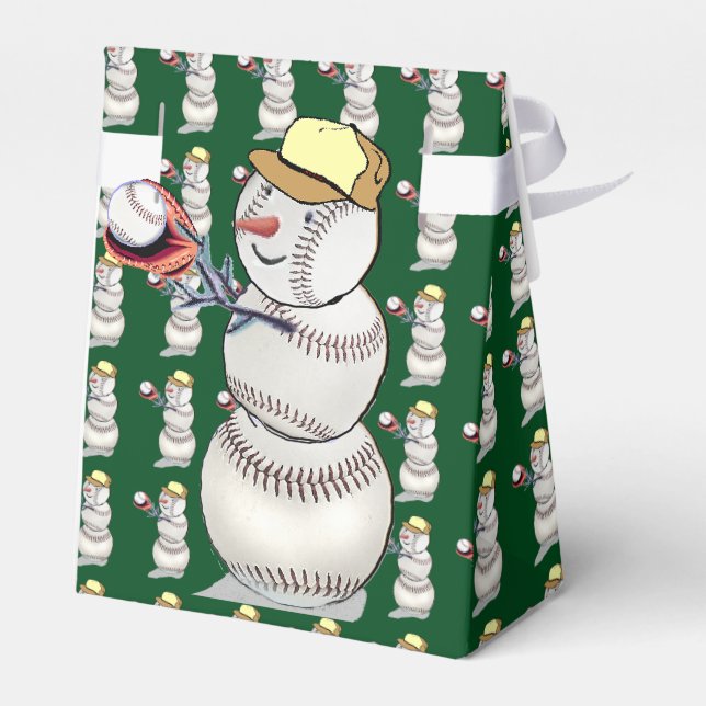Baseball Snowman Weihnachten Geschenkschachtel (Rückseite)