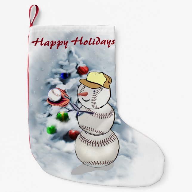 Baseball Snowman Weihnachten Kleiner Weihnachtsstrumpf (Vorderseite)