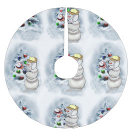 Baseball Snowman Weihnachten Polyester Weihnachtsbaumdecke