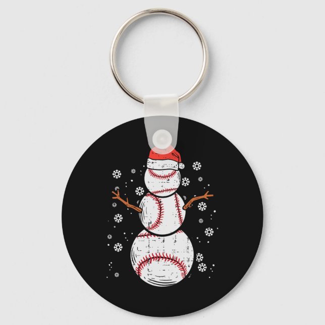 Baseball Snowman Weihnachten Weihnachten Sportboar Schlüsselanhänger (Vorderseite)