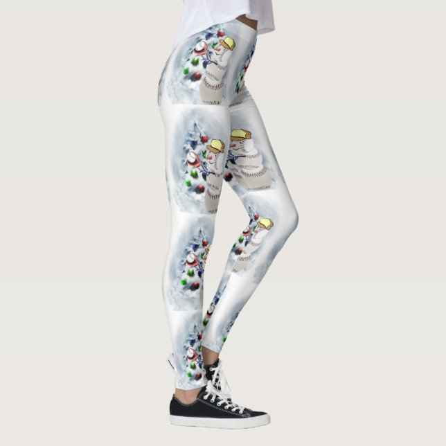 Baseball Snowman Weihnachts-Leggings Leggings (Rechts)