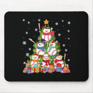 Baseball Snowman Weihnachtsbaum Pitchers Catchers Mousepad
