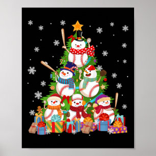 Baseball Snowman Weihnachtsbaum Pitchers Catchers Poster