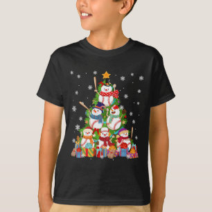 Baseball Snowman Weihnachtsbaum Pitchers Catchers T-Shirt