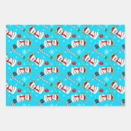 Baseball Snowman Weihnachtsfeier Muster Geschenkpapier Set