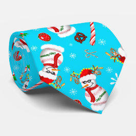 Baseball Snowman Weihnachtsfeier Muster Krawatte