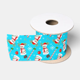 Baseball Snowman Weihnachtsfeier Muster Satinband