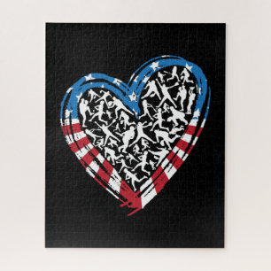 Baseball Softball - Amerikanische USA-Flagge Herz Puzzle