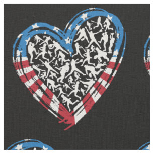 Baseball Softball - Amerikanische USA-Flagge Herz Stoff