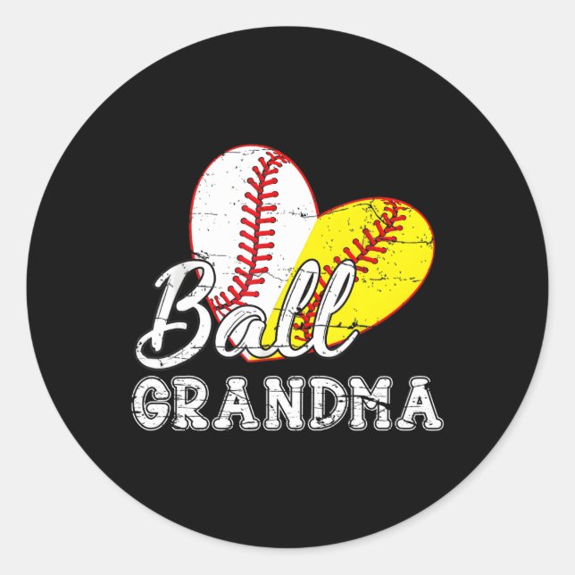 Baseball Softball Ball He Oma Mother Day Runder Aufkleber (Vorderseite)