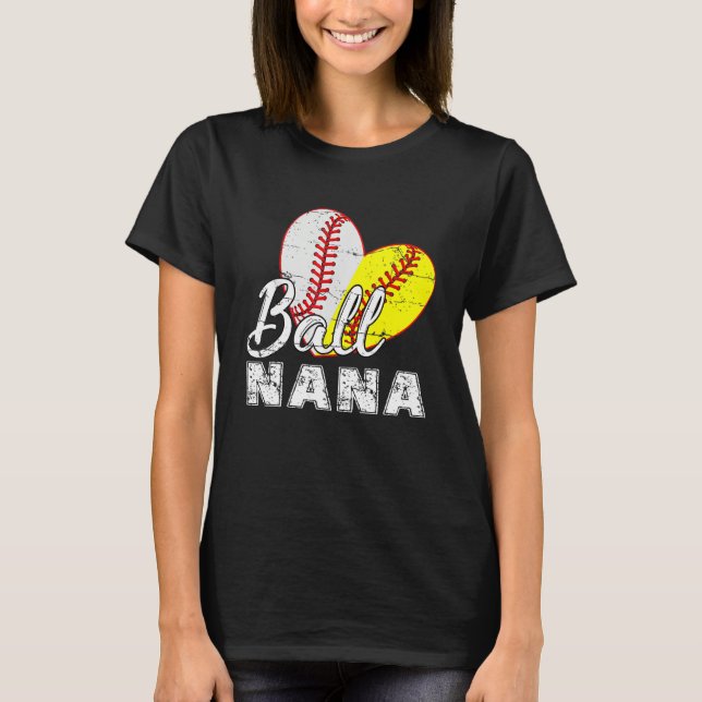 Baseball Softball Ball Heart Nana Mother s Day T-Shirt (Vorderseite)